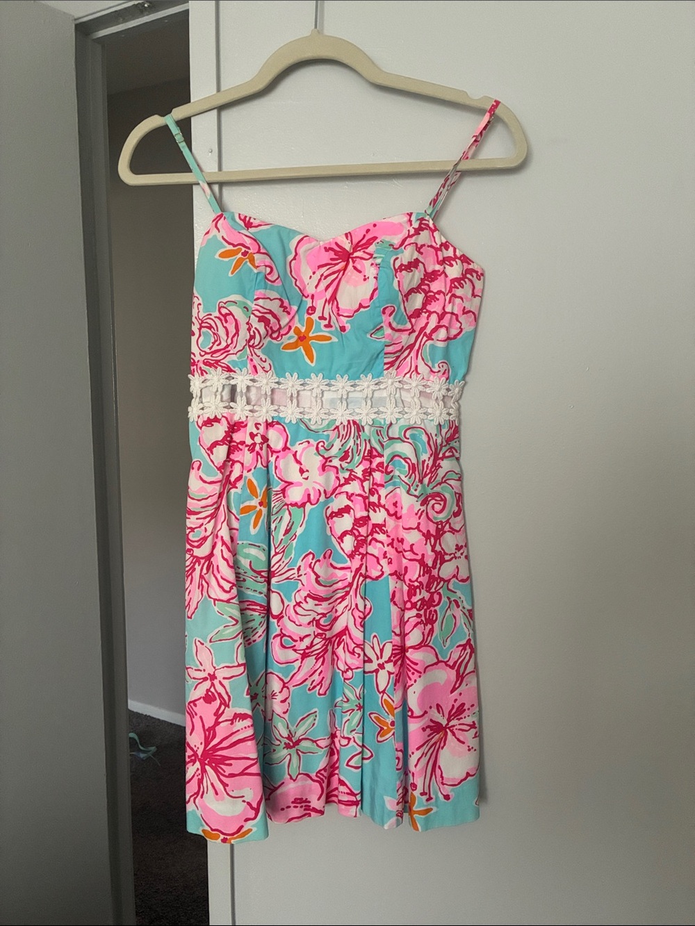 Lilly Pulitzer Aqua and Pink Floral Mini Dress